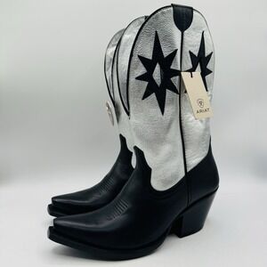 Ariat Starlight Boots Women's Size 8 Black Leather Metallic Silver